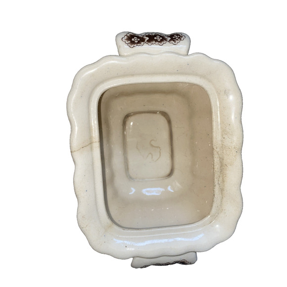 Vintage Transferware Brown Blue Castle Scene Sauce Gravy Tureen Staffordshire - Picture 5 of 13